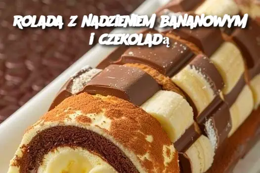 rolada z nadzieniem bananowym i czekoladą