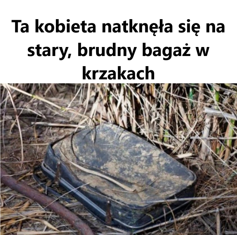 Ta kobieta natknęła się na stary, brudny bagaż w krzakach