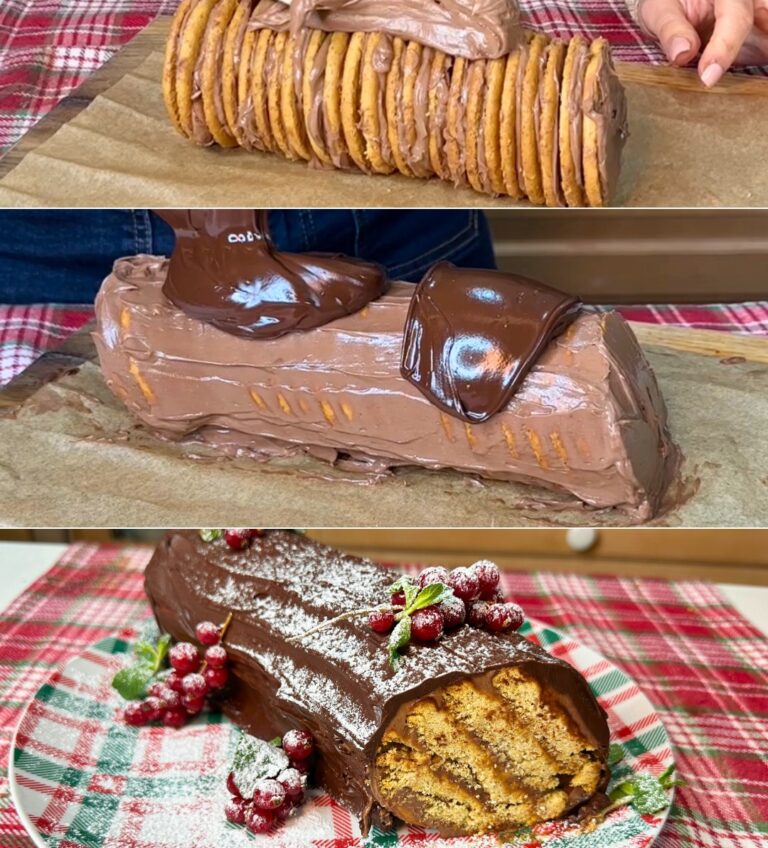 Quick and Easy No-Bake Christmas Yule Log Cake