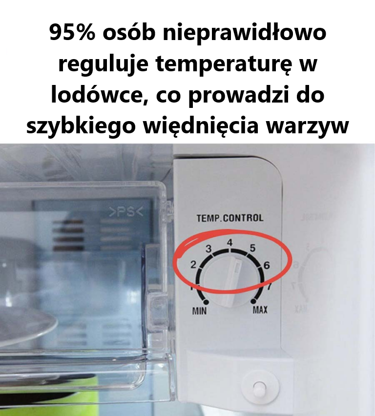 95% osób nieprawidłowo reguluje temperaturę w lodówce, co prowadzi do szybkiego więdnięcia warzyw